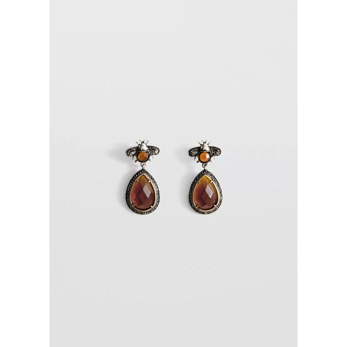 Boucles d'oreilles pendantes cristaux argent, MANGO