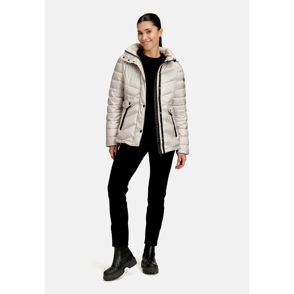 Veste matelassée à capuche amovible gris, GIL BRET