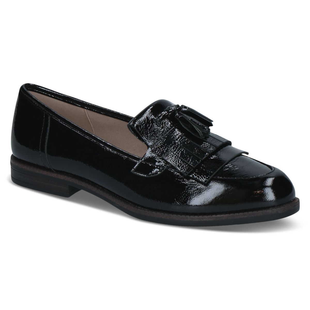 Slipper en cuir noir mat, CAPRICE