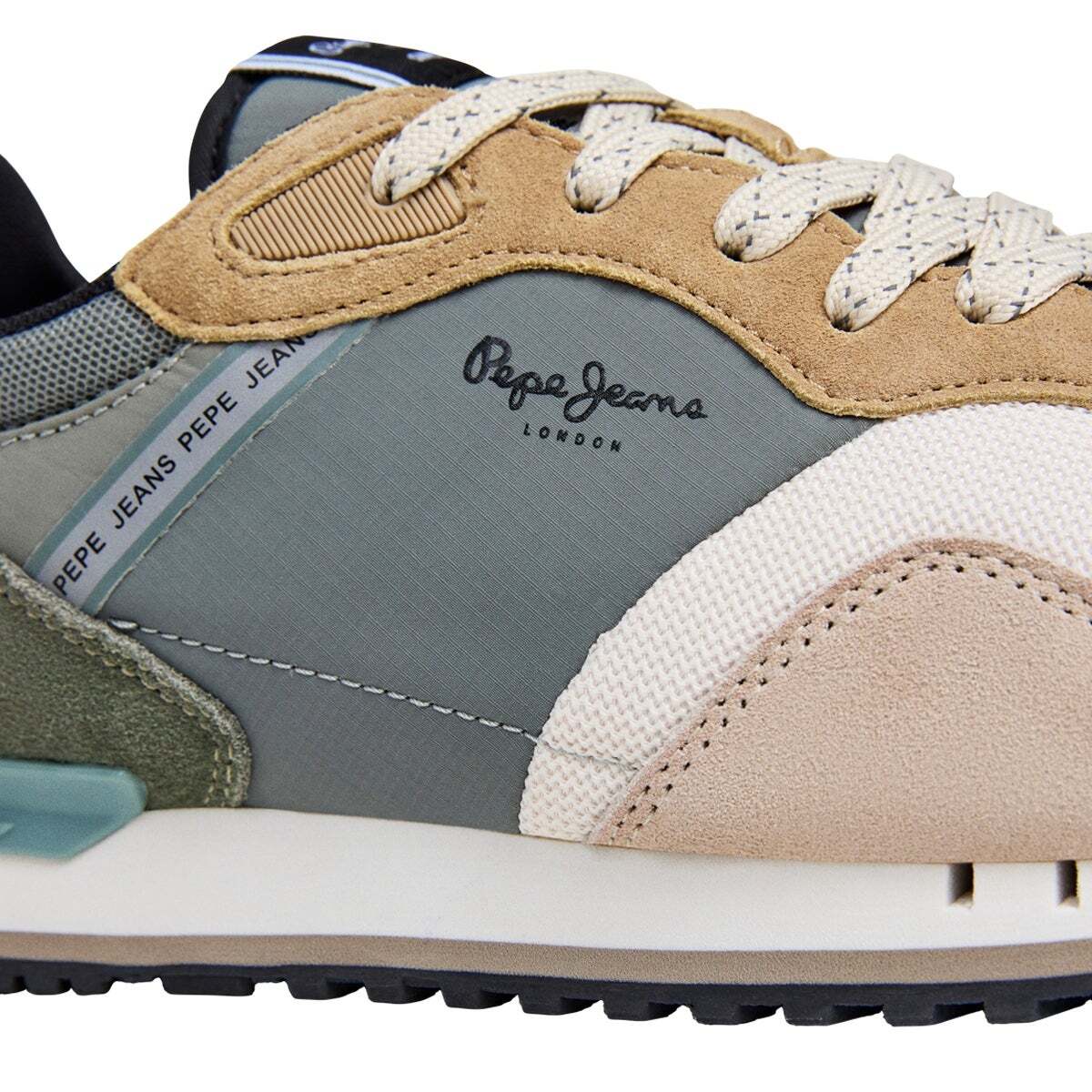 London - Baskets En Cuir Avec Détails En Daim beige clair, PEPE JEANS