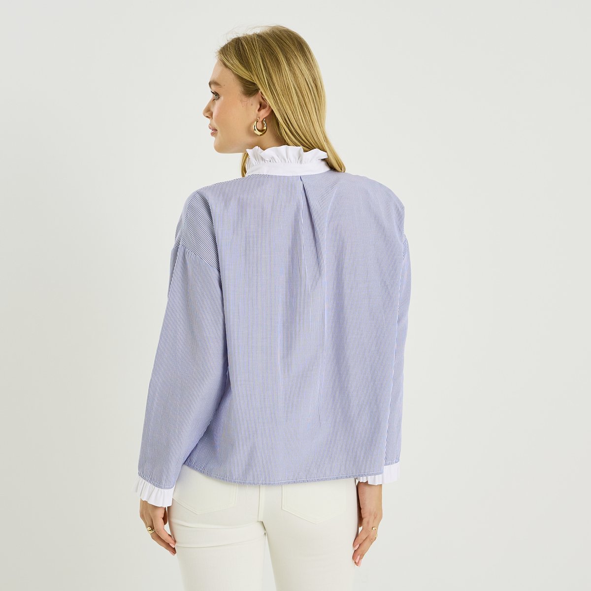 Blouse rayée avec broderie bleu, GRAIN DE MALICE