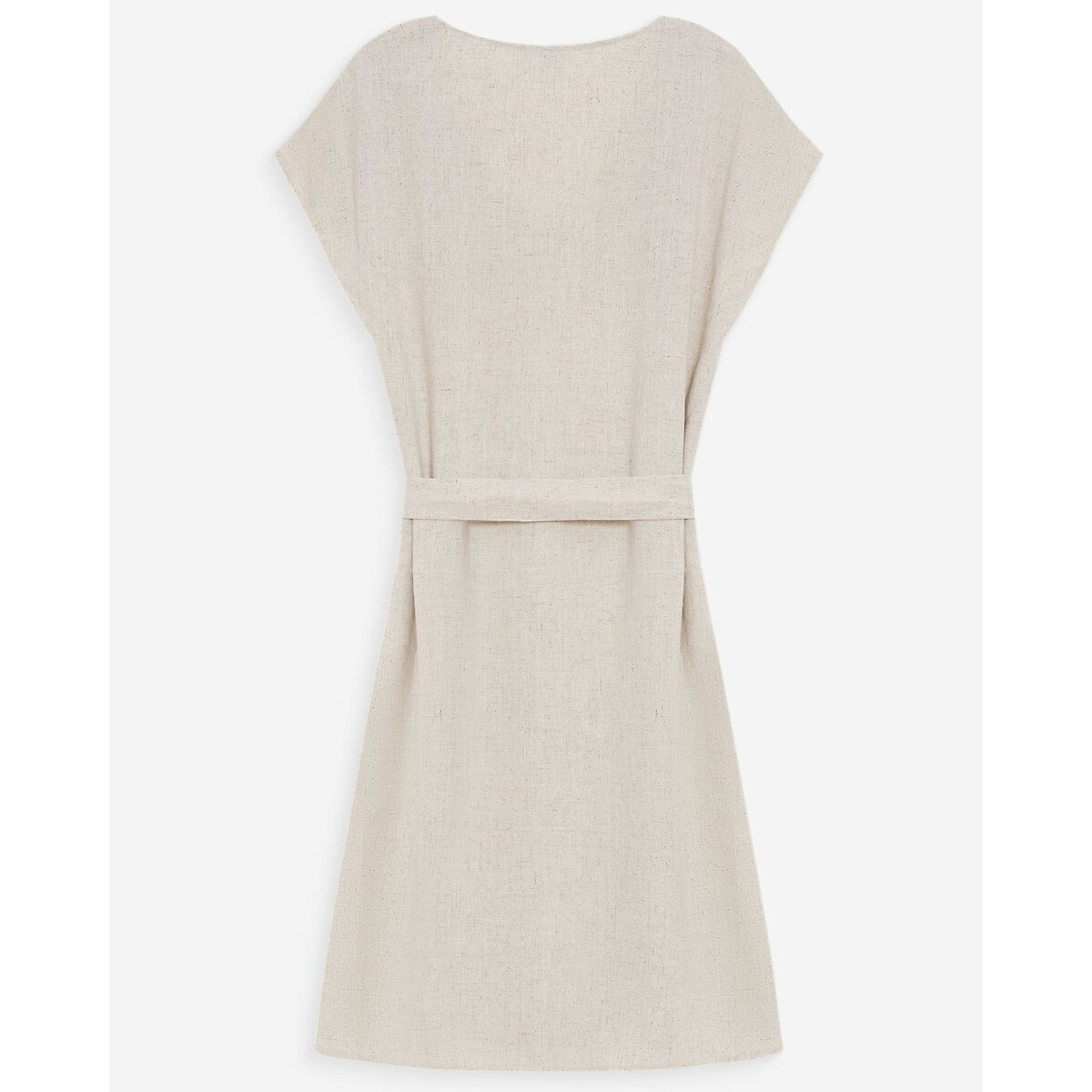 Vestido corto vaporoso con cinturón y cuello en pico MARILOU beige , GRACE & MILA