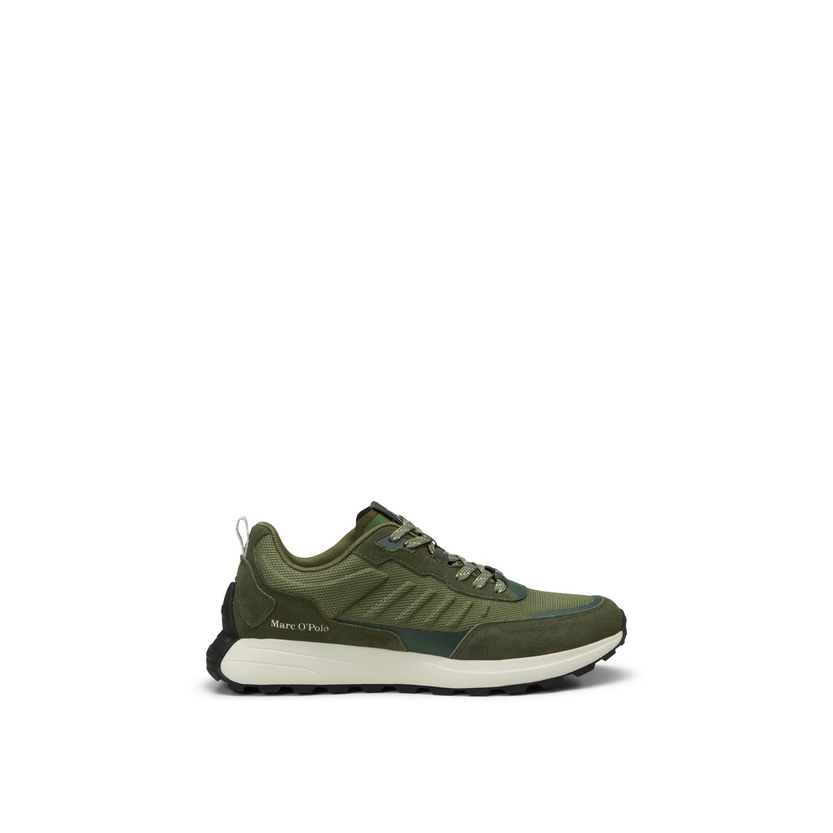 Sneaker modèle Maxi en mélange de cuir velours et de nylon gris foncé, MARC O'POLO