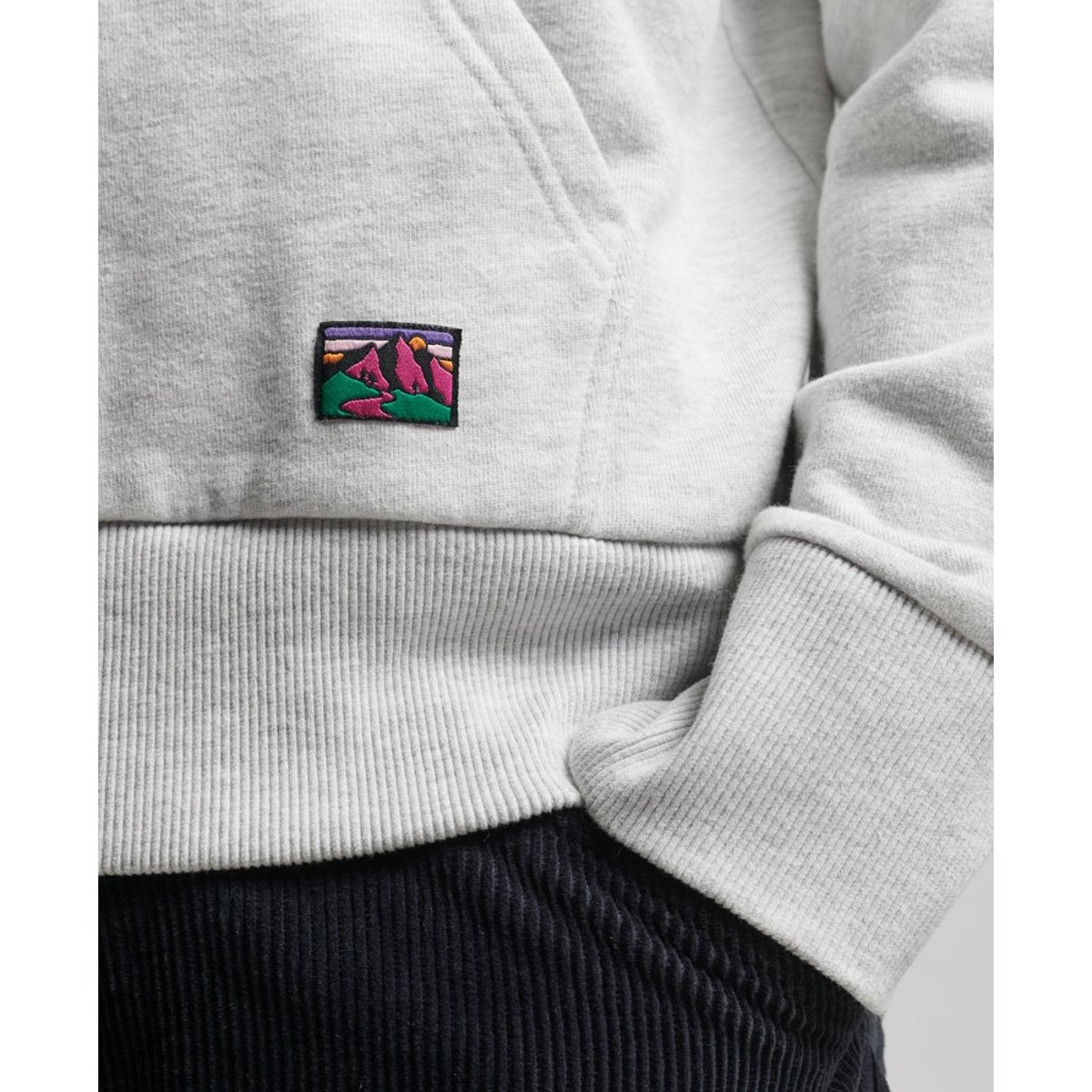 Sweat à capuche Vintage 90s Terrain gris glacier chiné, SUPERDRY