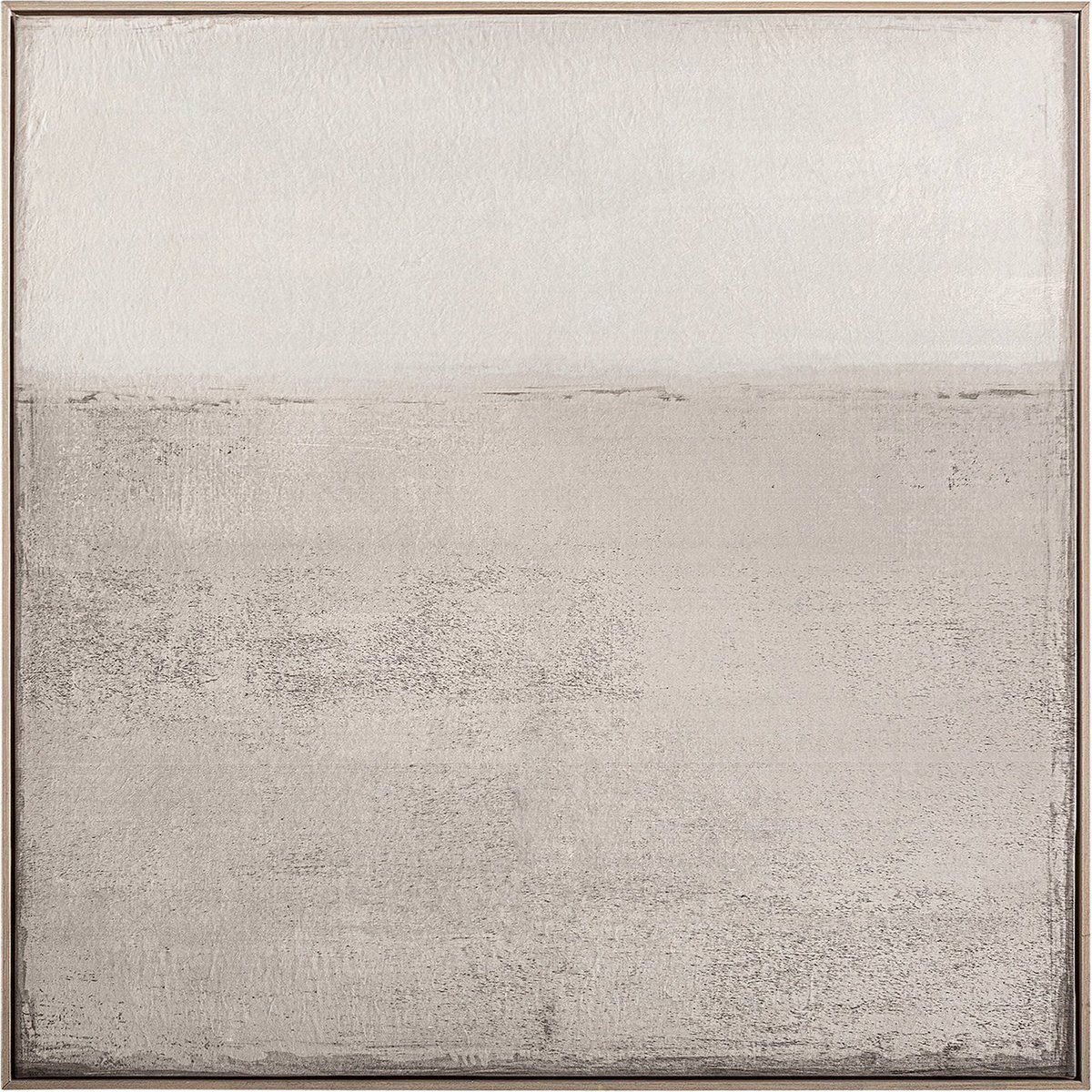Lot de 2 tableaux abstraits sur toile beige clair et bois naturel, RECOLLECTION