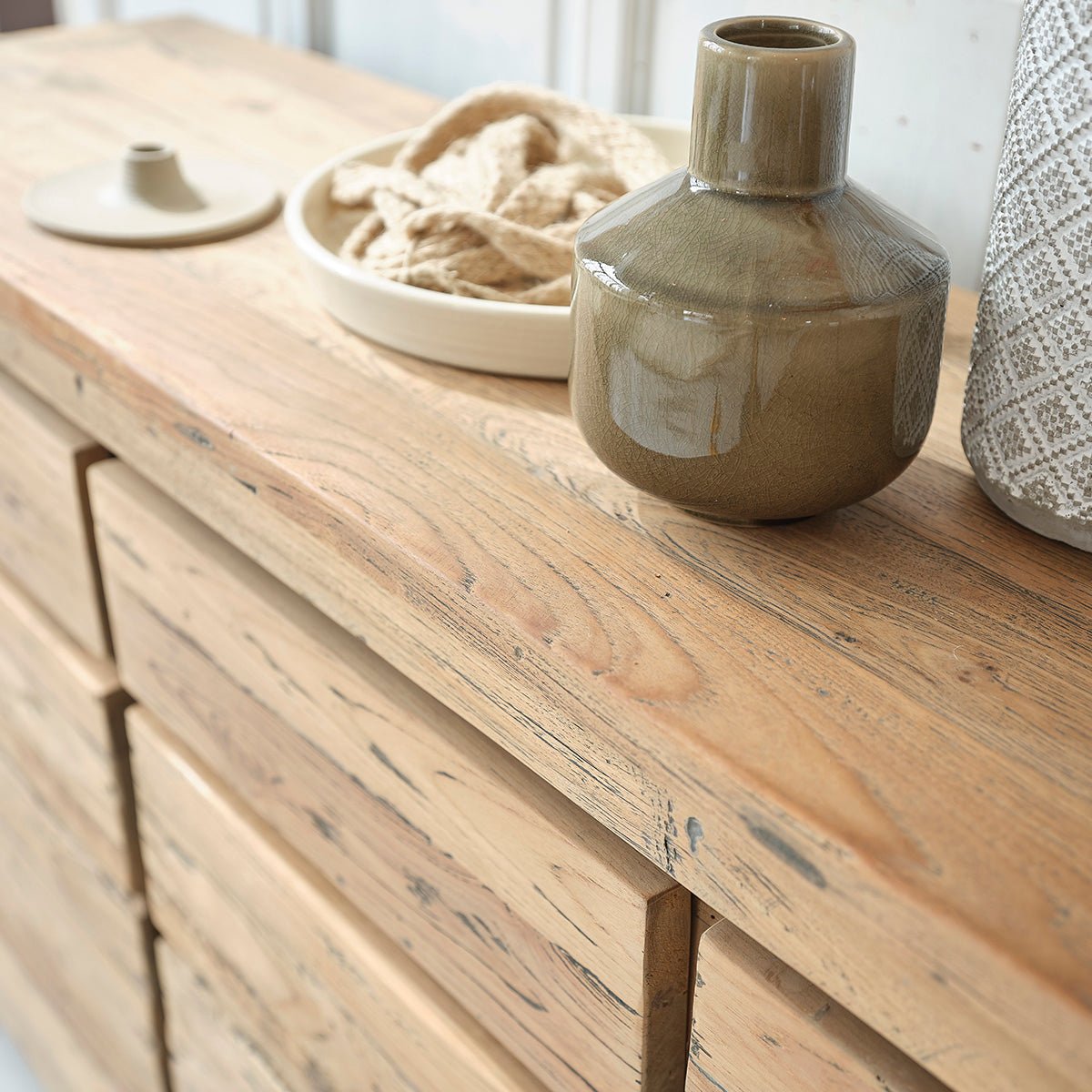 Commode en bois de teck recyclé 160 cm CARGO naturel, BERAH GETAH