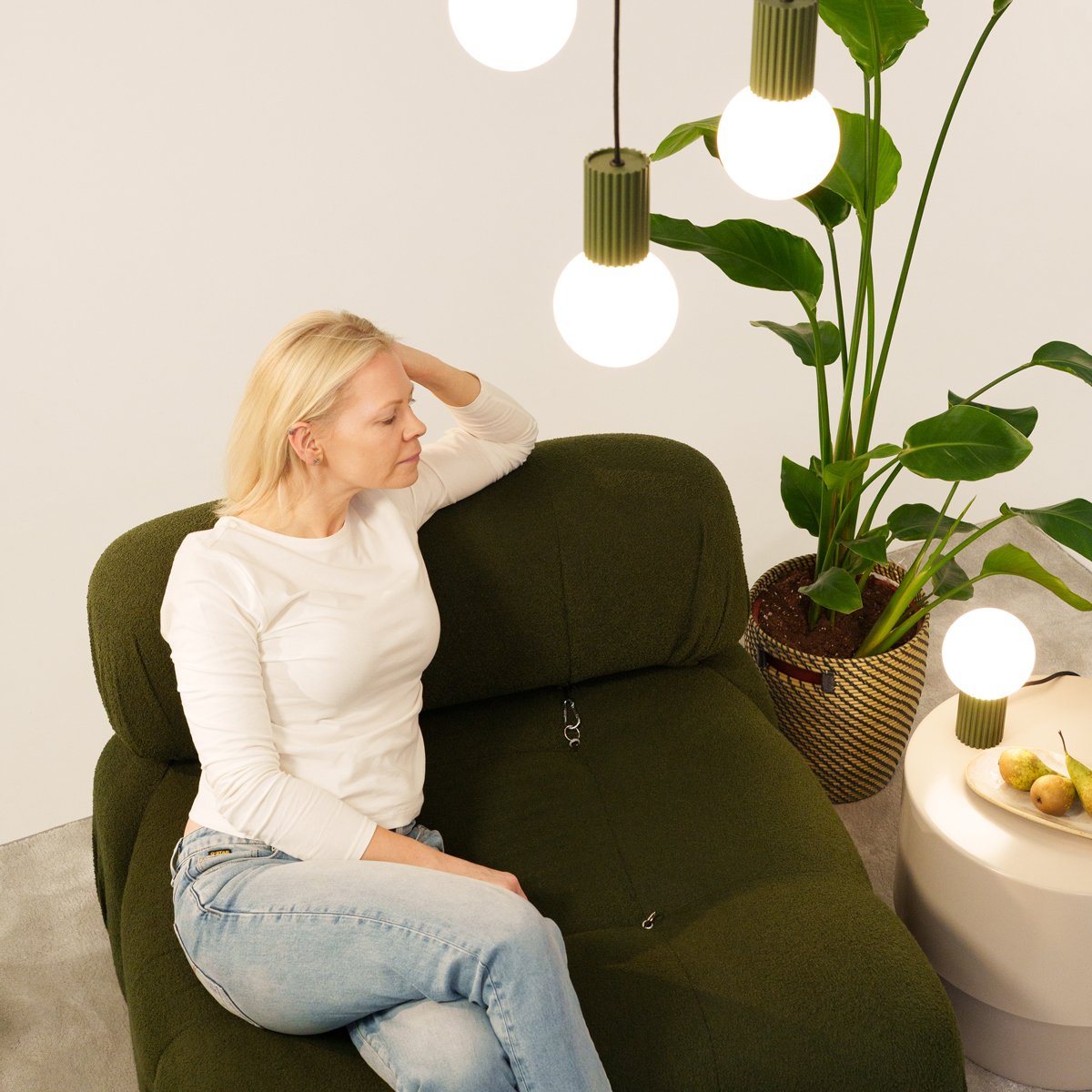 Lampe à poser Aluminium Vert Olive G9 1 Halo vert, EDEN