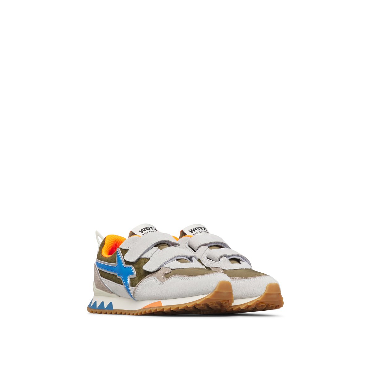 Baskets en daim et tissu technique JET VL-J. blanc-kaki, W6YZ