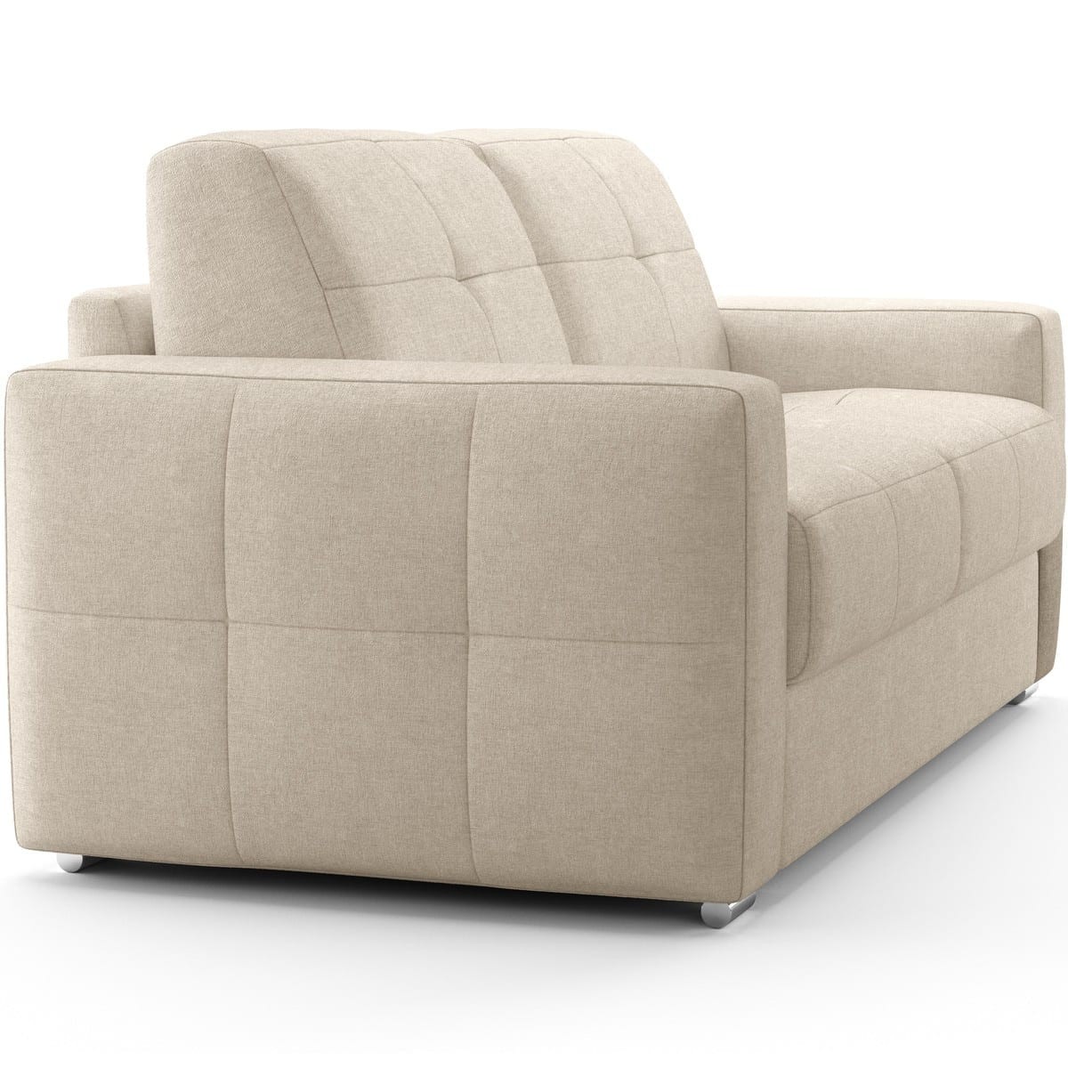 Canapé capitonné convertible 3 places en tissu chenille - ouverture express - CASSIAN beige, HOMIFAB