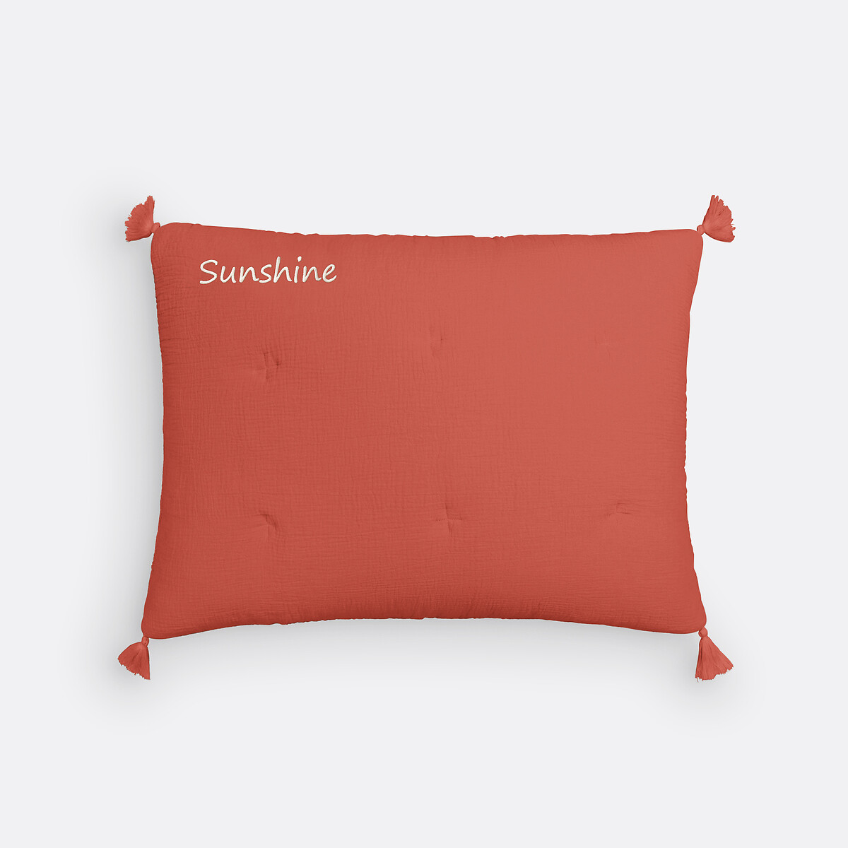 Housse coussin gaze de coton personnalisée Kumla rouge basque, LA REDOUTE INTERIEURS