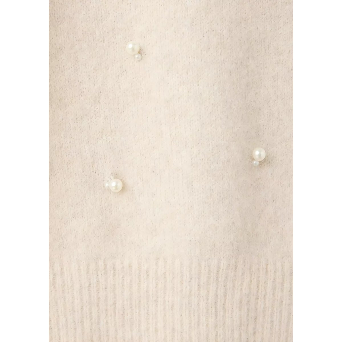 Pull à manches courtes avec perles écru, MANGO
