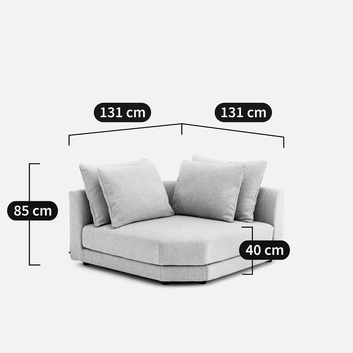 Modulares Ecksofa aus strukturierter Viskose und Leinen, TIBERIO natur, AM.PM