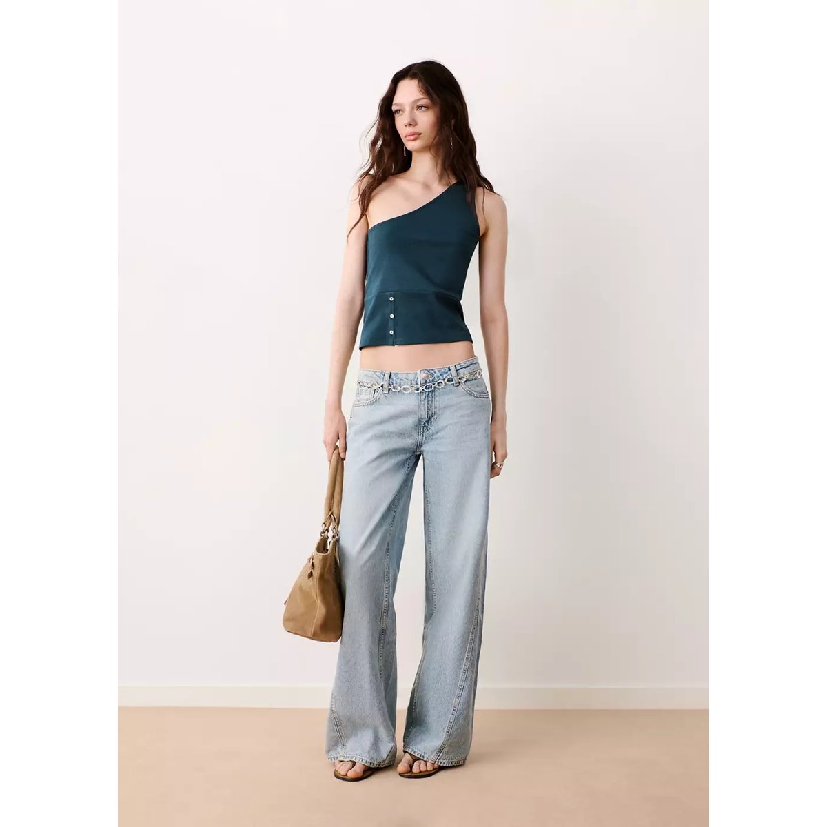 Top asymétrique à boutons bleu marine, MANGO TEEN
