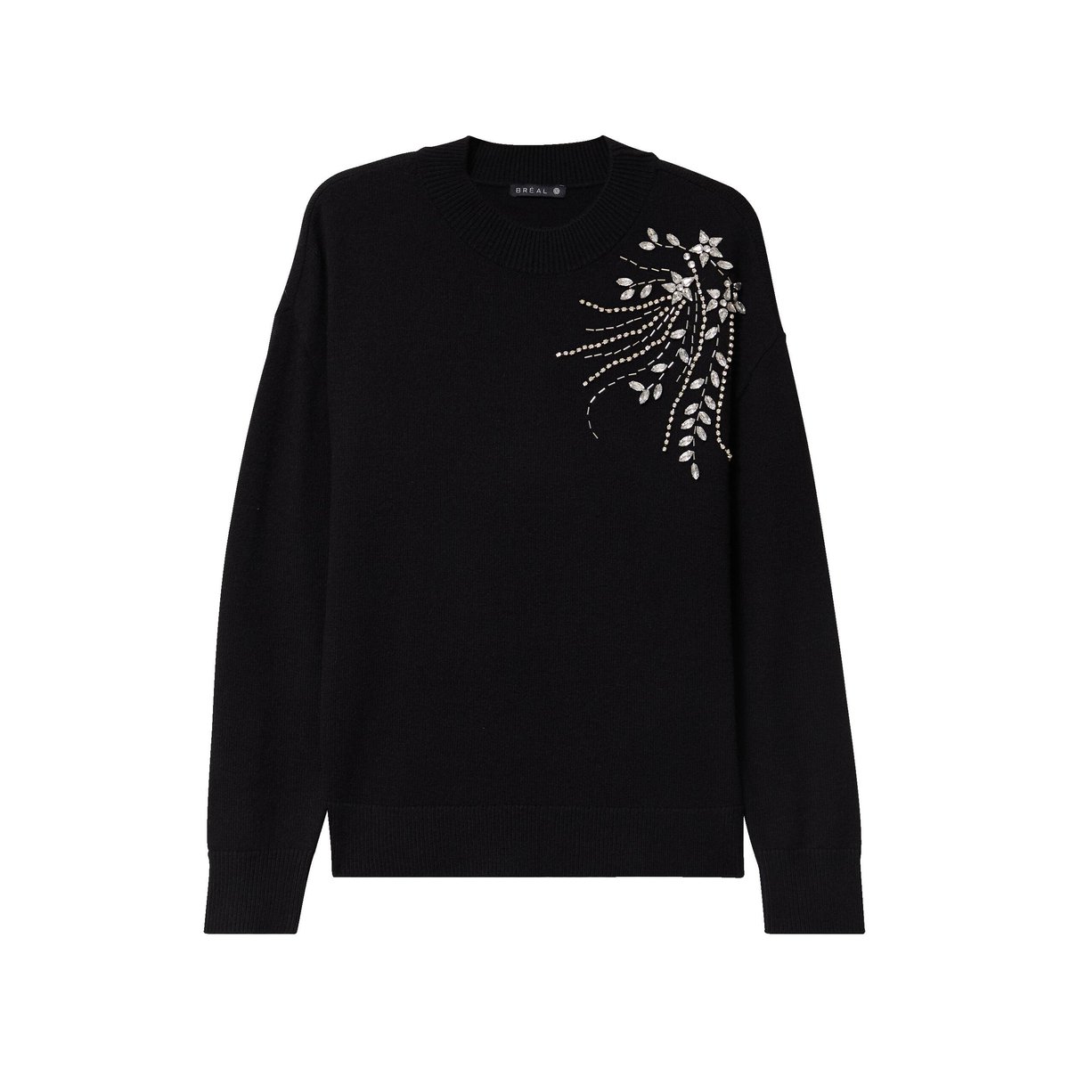 Pull col montant manches longues strass noir, BREAL