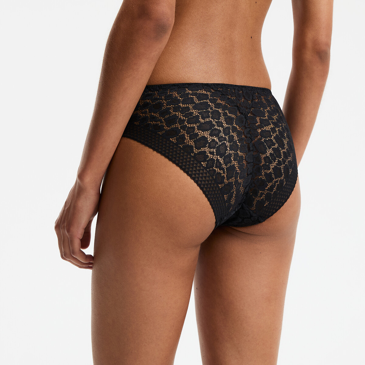 Hoher Slip aus Spitze, Leopardenmuster schwarz, ANNE WEYBURN