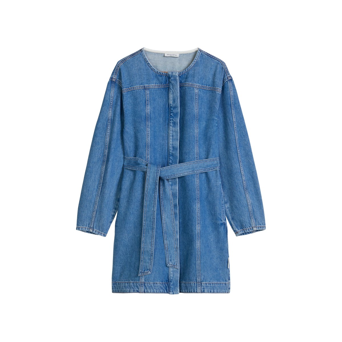 Mini-robe en jean flare avec des fibres de feuilles d'ananas bleu moyen, MARC O’POLO DENIM
