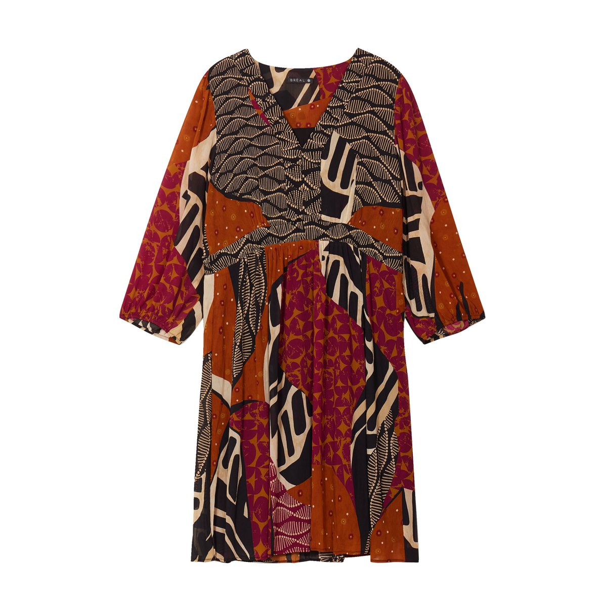 Robe évasée fluide manches 3/4 multicolore, BREAL