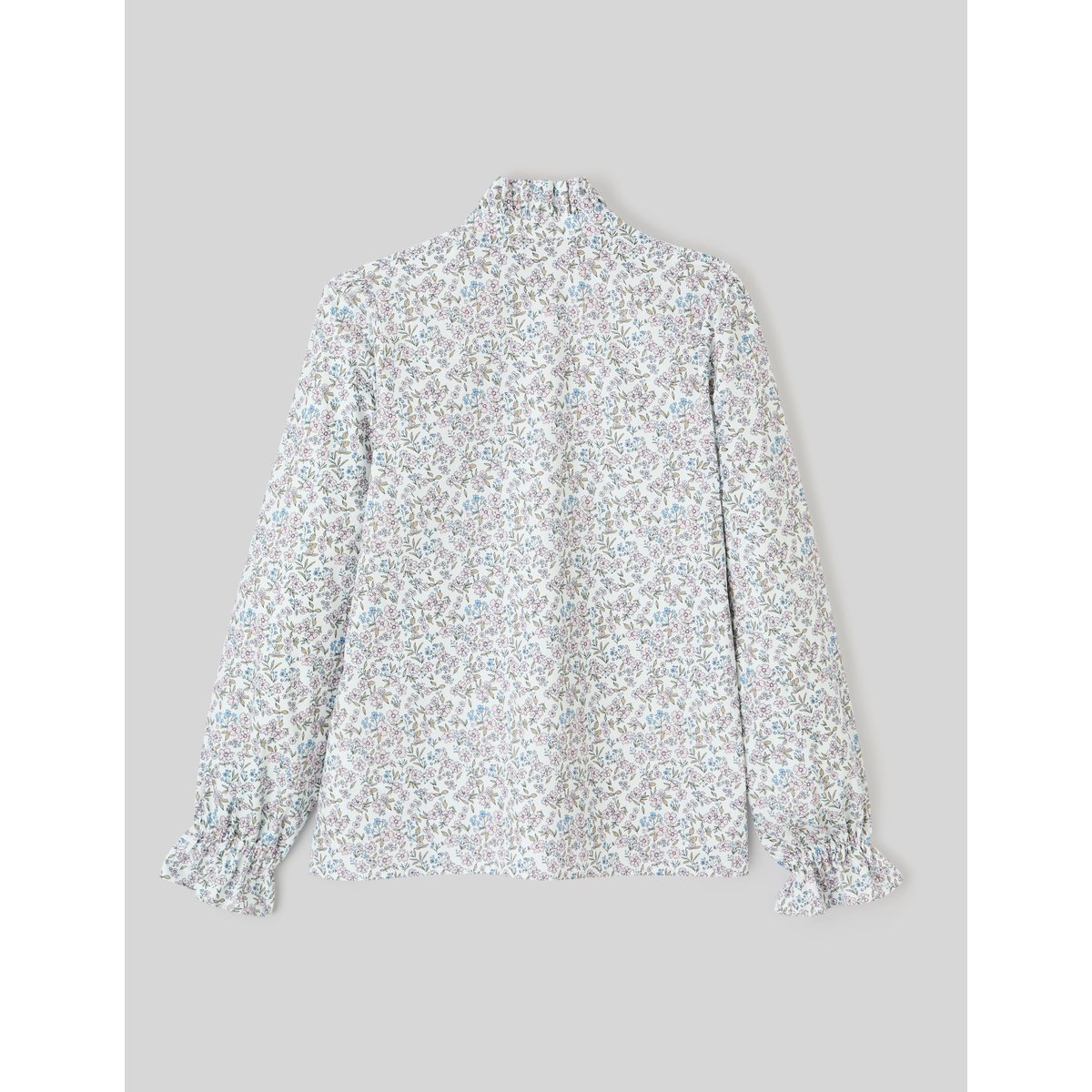 Chemise col montant imprimé fleuri rose pâle, BZB
