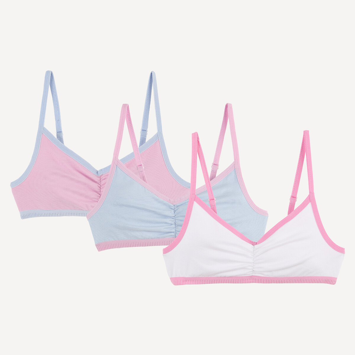 Lot de 3 brassières triangle, avec bretelles ajustables assortis, LA REDOUTE COLLECTIONS