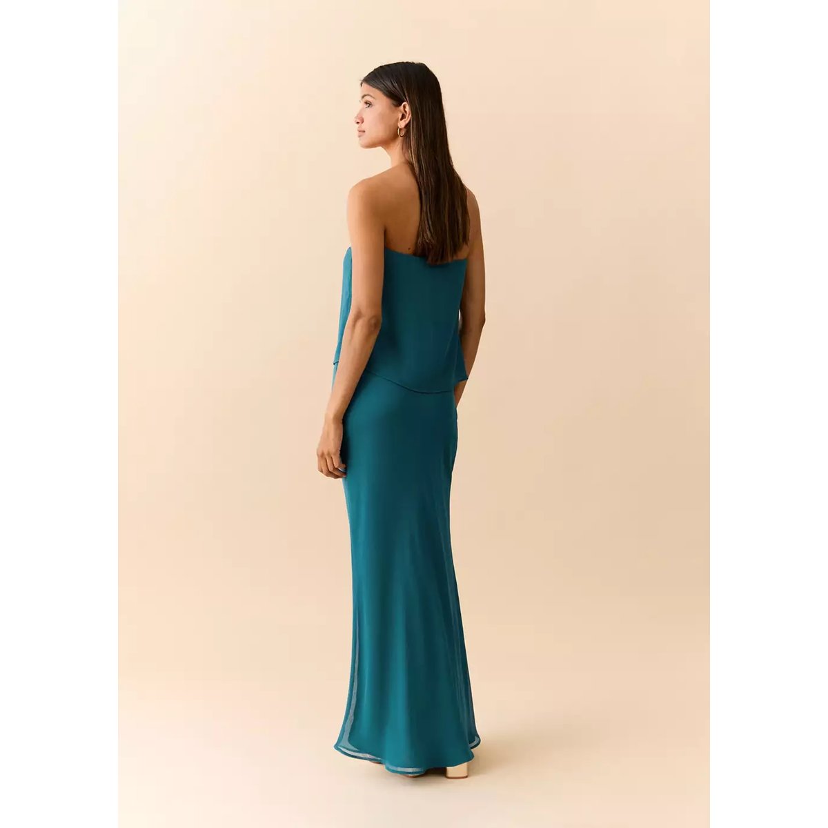 Jupe longue texturée bleu pétrole, MANGO TEEN