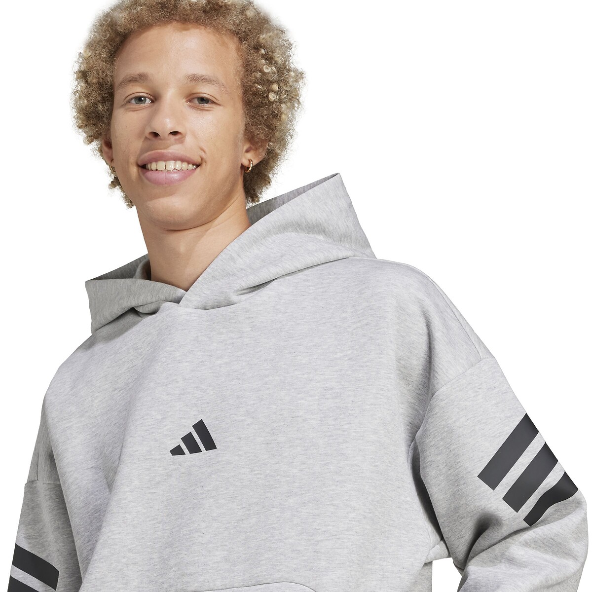 Sweat à capuche Future Icons 3 bandes gris chiné, ADIDAS SPORTSWEAR