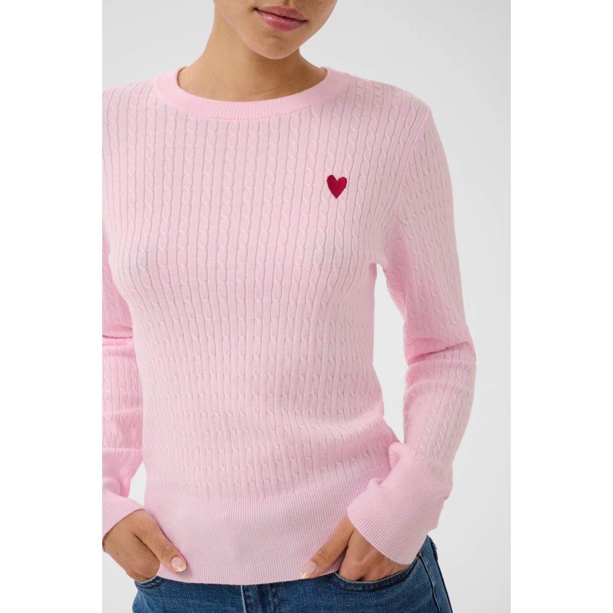 Pullover tricoté rose ballerina/red heart, KAFFE