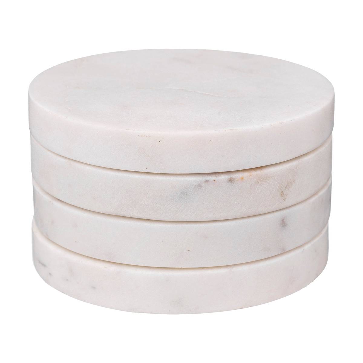 Lot de 4 dessous de verre en marbre MARBRE blanc, SECRET DE GOURMET