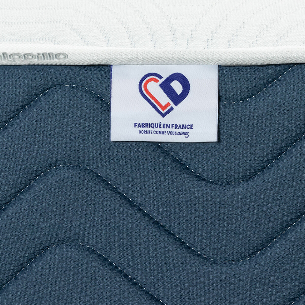 Matelas Bellagio 100% latex ferme 3 zones H20 cm blanc/bleu, DUNLOPILLO