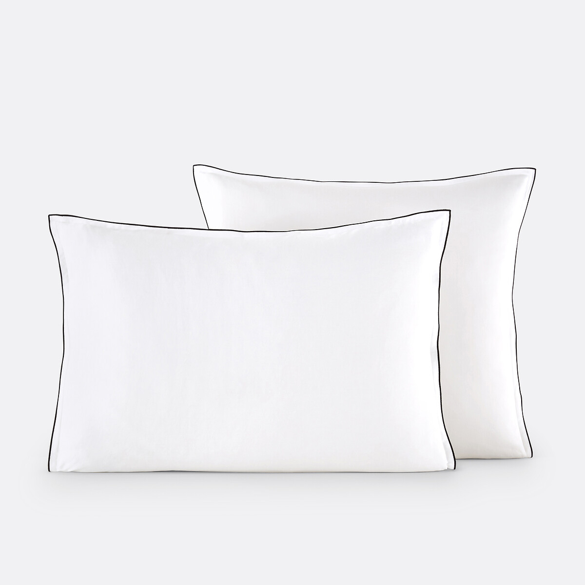 Taie d'oreiller en satin de coton lavé, 118 fils, Victor uni blanc, LA REDOUTE INTERIEURS