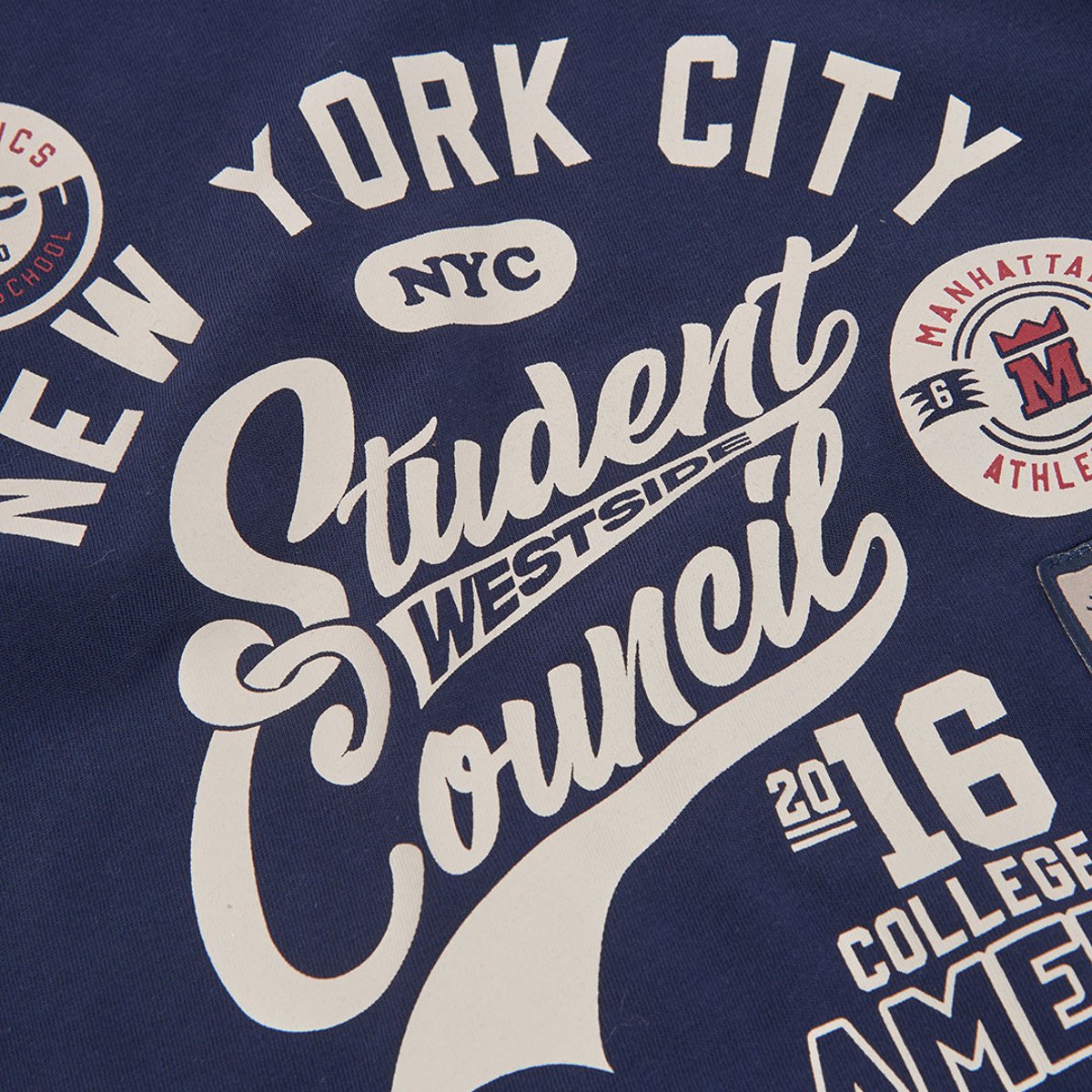 T-shirt en maille garçon avec patch NYC bleu, BOBOLI
