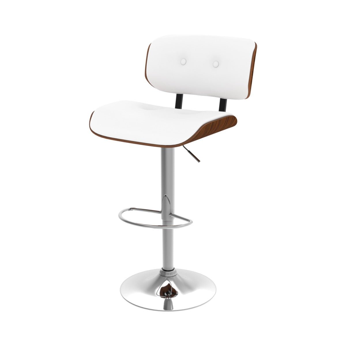 Chaise de bar réglable 65/86 cm en cuir synthétique - MELCHIOR blanc pied chrome, MAISON PAVANE