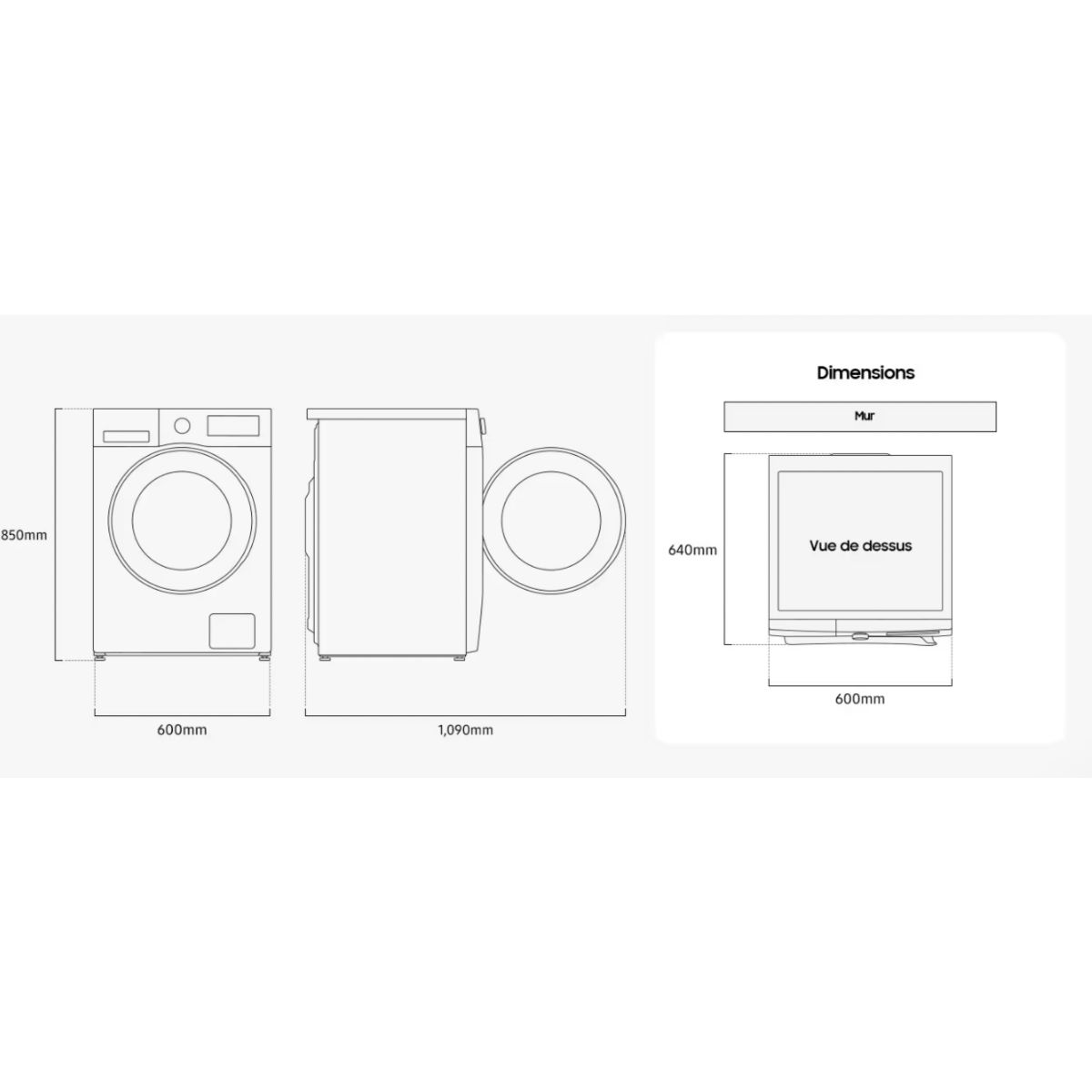 Lave linge hublot WW10FG5U34AEEF couleur unique, SAMSUNG