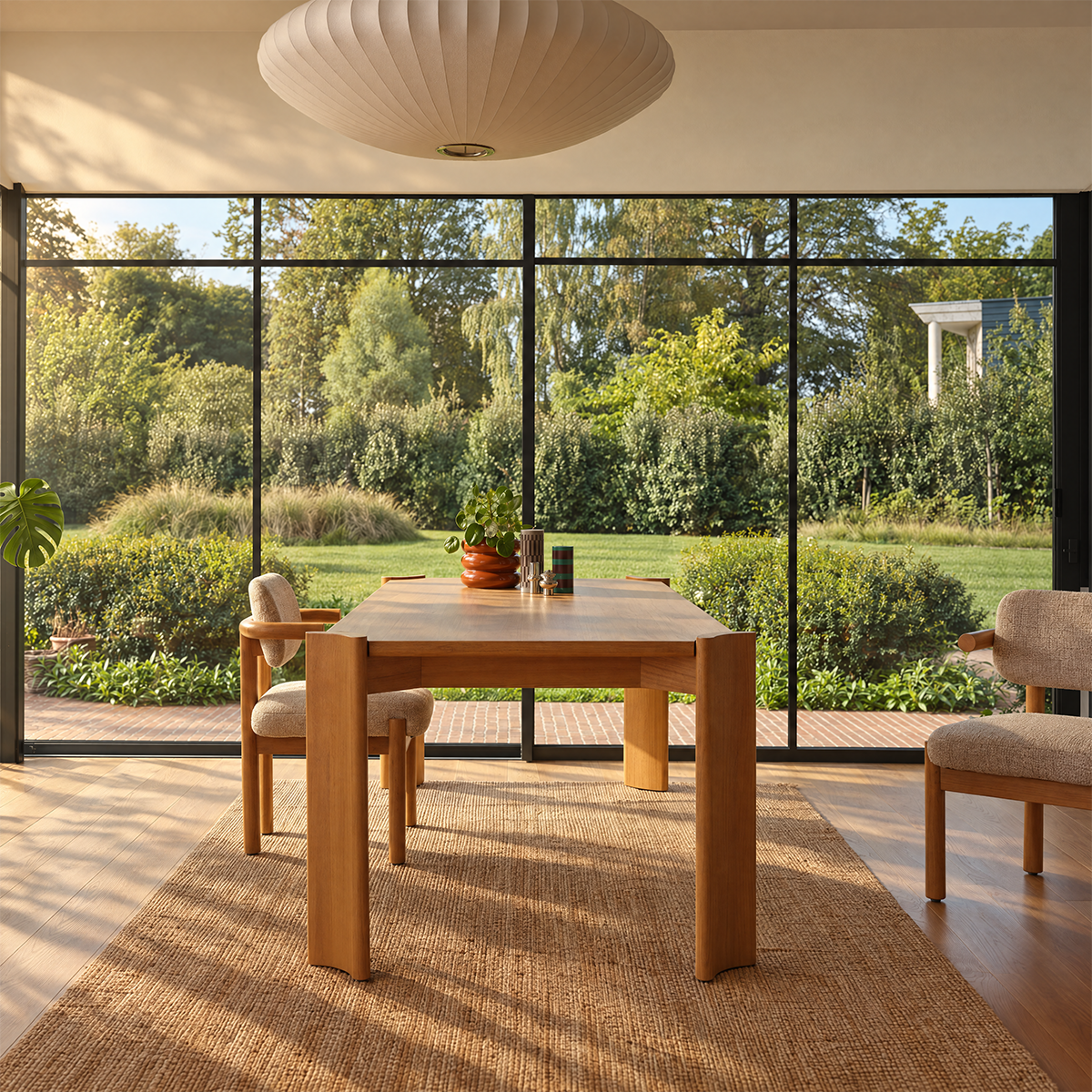Table en mindi rectangulaire 8 pers. ALVAR naturel, BERAH GETAH