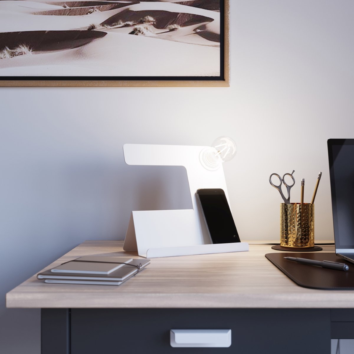 Lampe à poser Acier Blanc E27 1 Incline blanc, EDEN