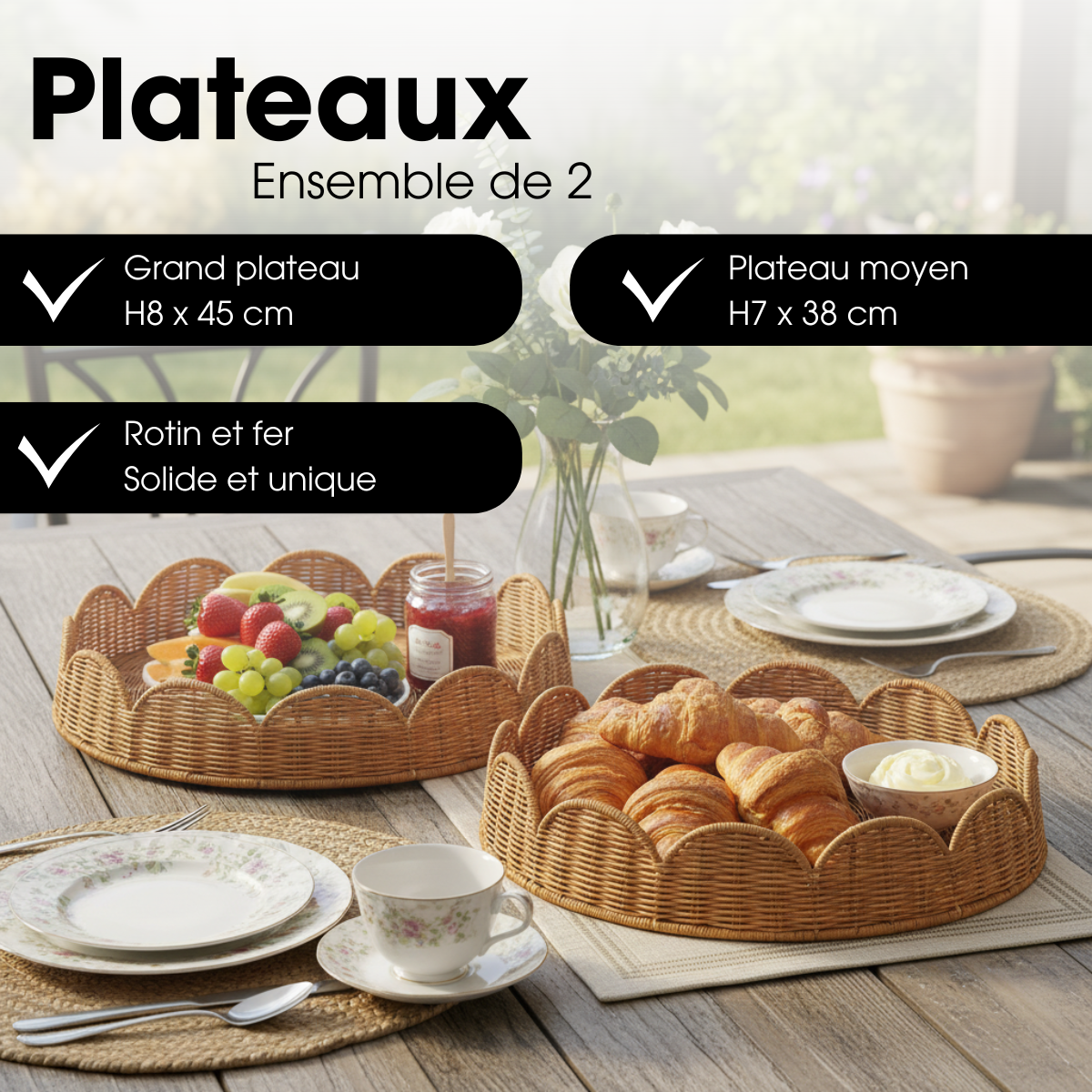 Plateau ELETA marron clair, MICA DECORATIONS