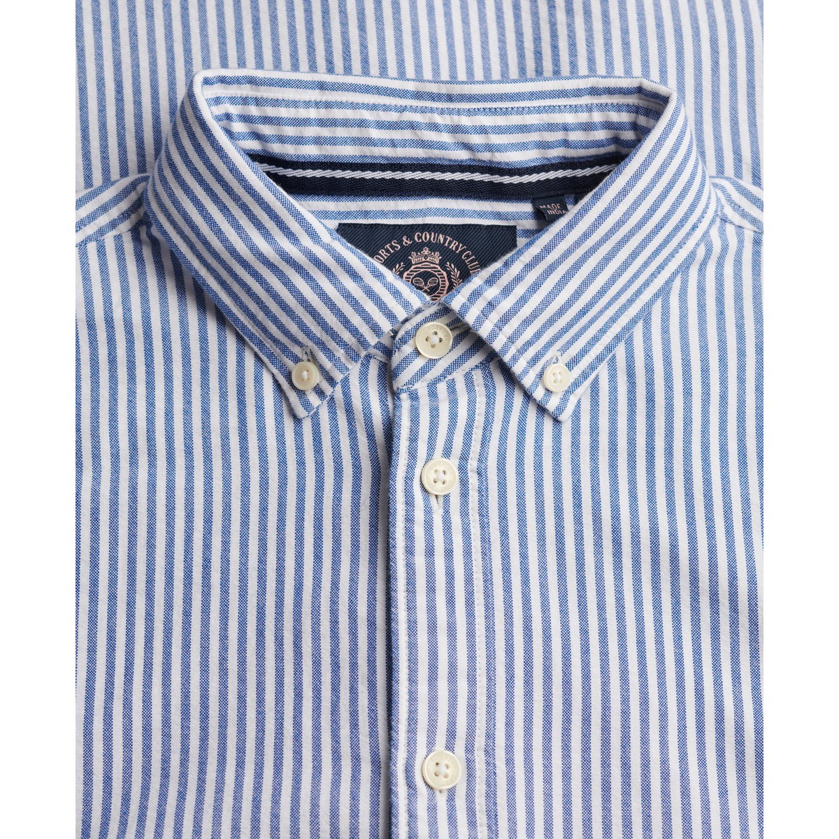 Chemise Oxford Coupe Ajustée rayé bleu azur oxford, SUPERDRY