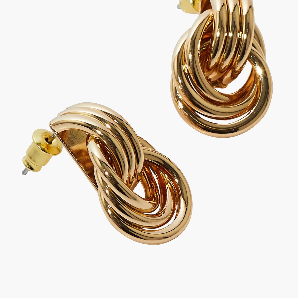 Boucles d'oreilles dorées anneaux entrelacés doré, BALABOOSTE