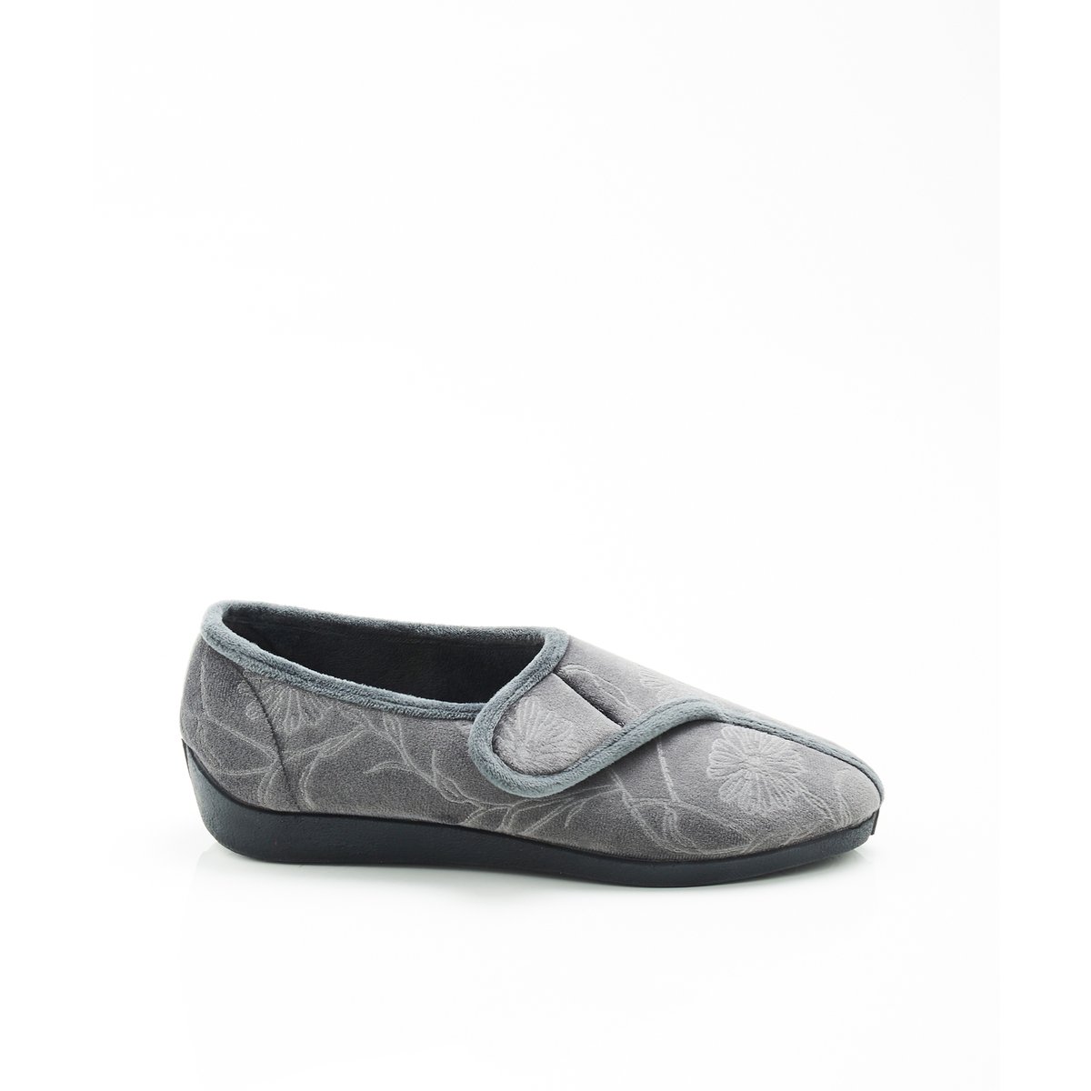 Chaussons à scratch gris foncé, DAMART