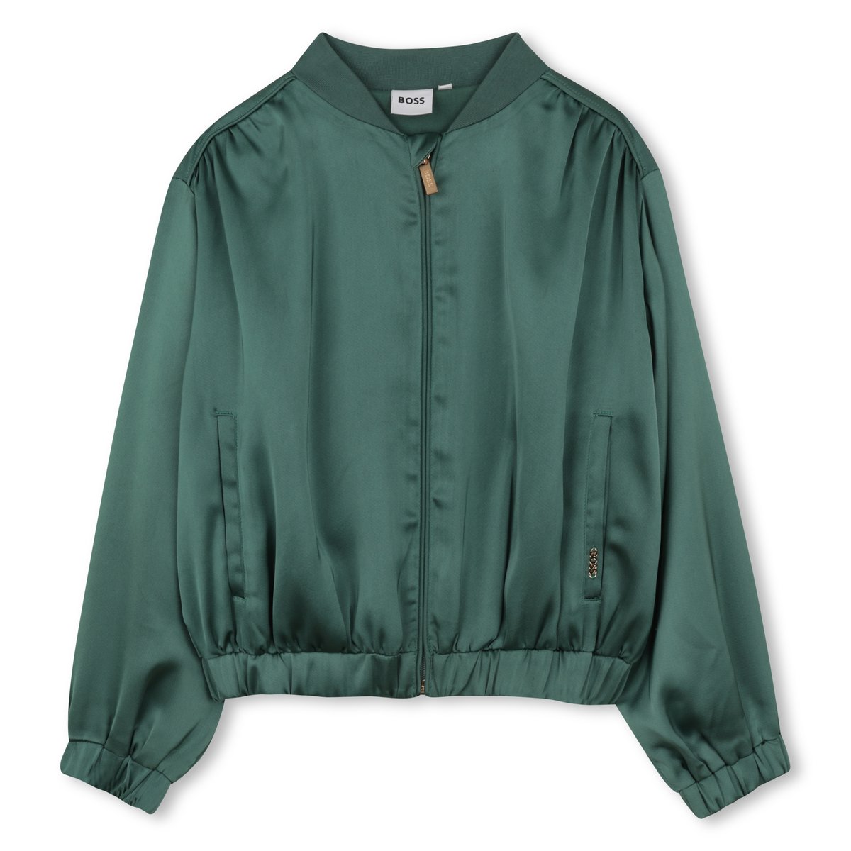 Sweat zippé à capuche vert sapin, BOSS KIDSWEAR