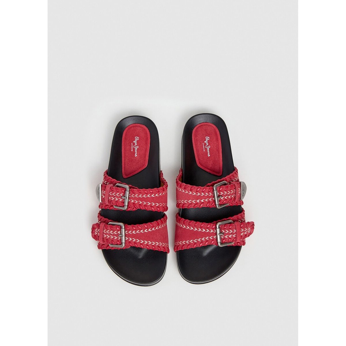 Mules doubles brides AGNES ETHNIC rouge, PEPE JEANS
