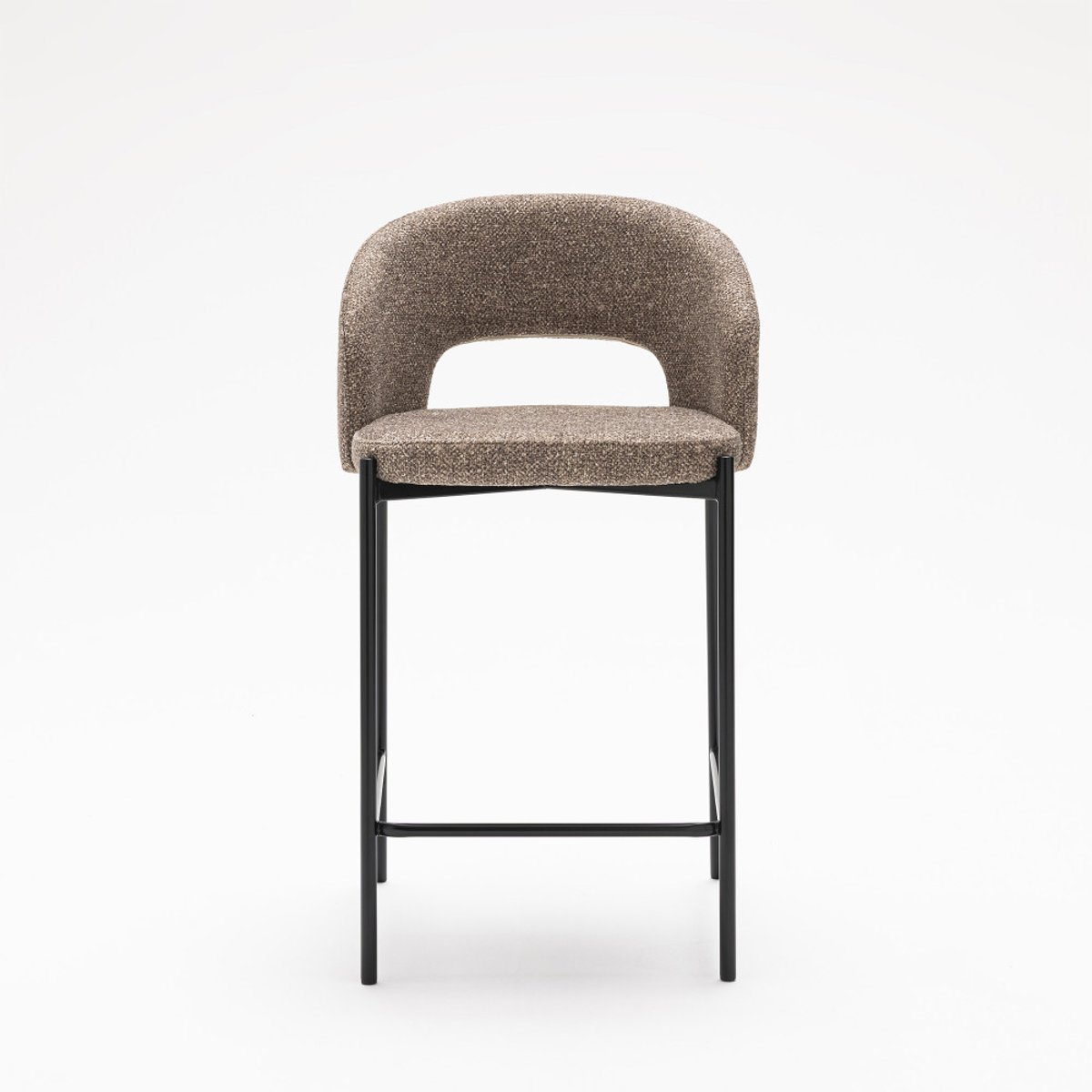 Lot de 2 chaises de bar en tissu et métal H65cm- SOREN marron chiné, DRAWER