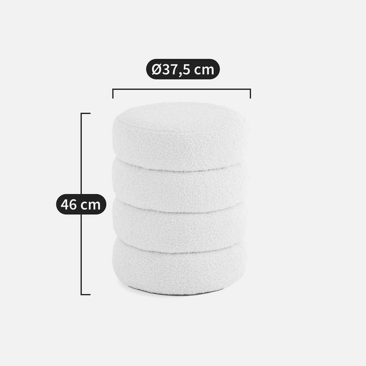 Pouf bouclette, Pilou ecru, LA REDOUTE INTERIEURS