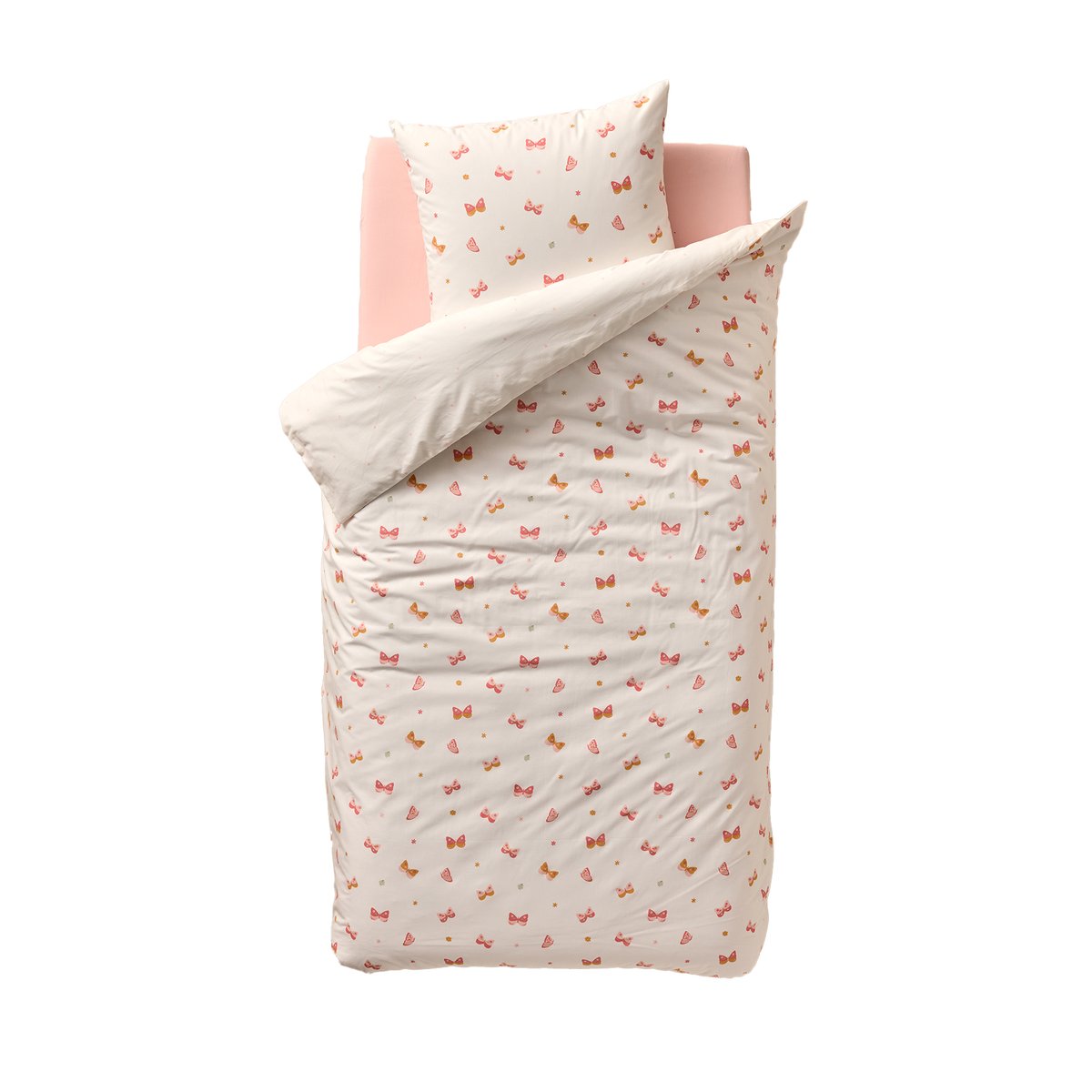 Parure housse de couette et taie d'oreiller ENVOLEE rose imprimé, VERTBAUDET