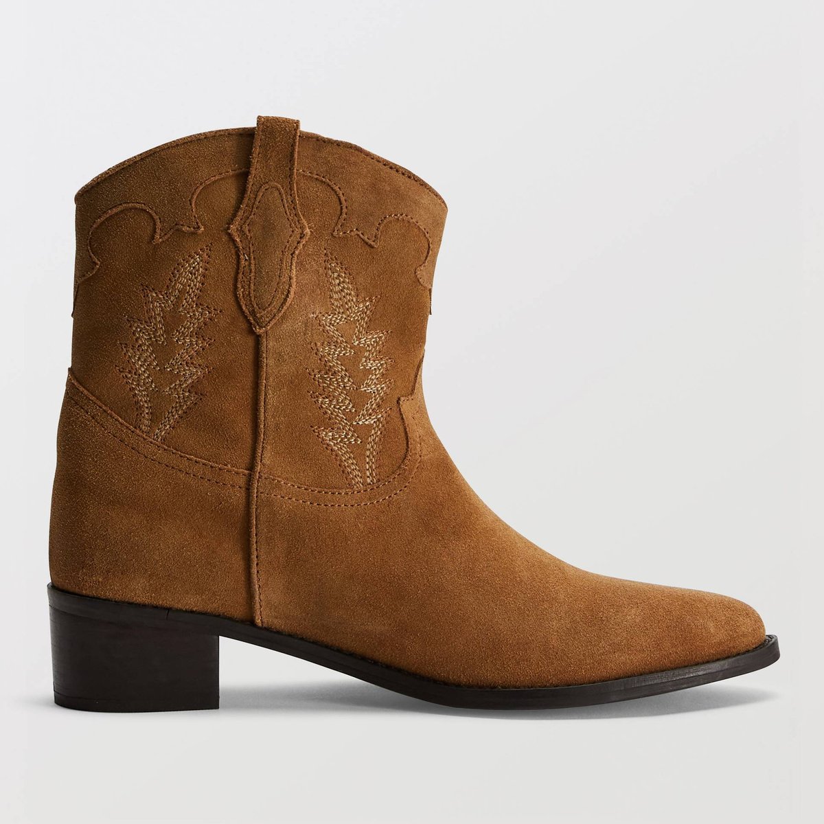 Bottines en cuir camel, MONOPRIX