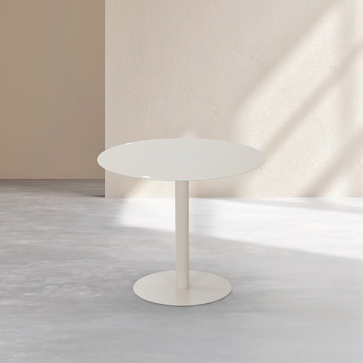 Table à manger métal OLYMPE beige, HABITAT