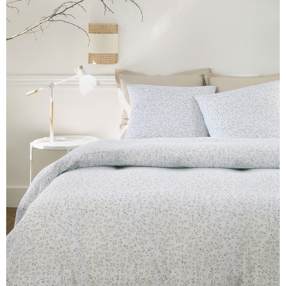 Housse de couette + taies gaze de coton Murmure blanc, EDEN