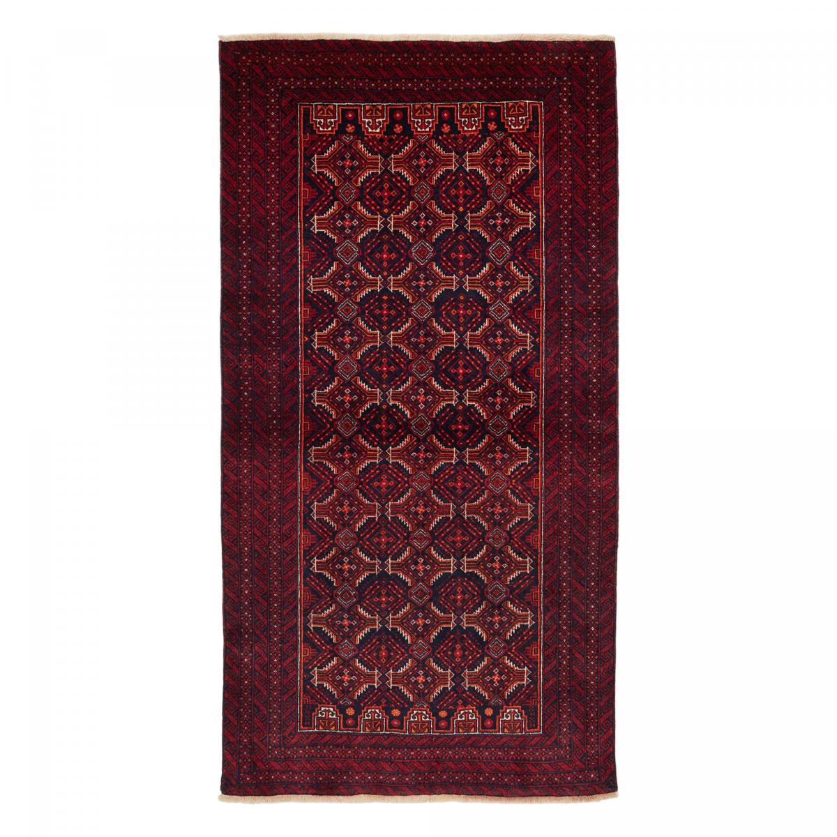 Tapis salon au motif traditionnel, noué à la main, BALUTSCH 8 bordeaux, noir, rouge, UN AMOUR DE TAPIS