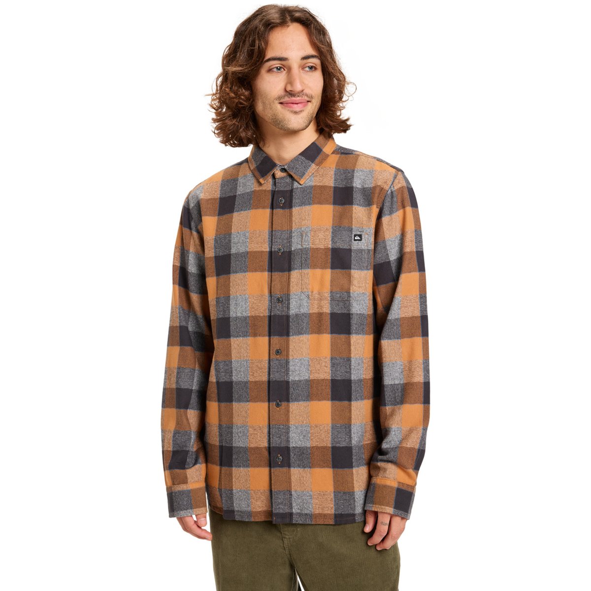 Chemise manches longues MOTHERFLY PLAID marron almond motherfly check, QUIKSILVER