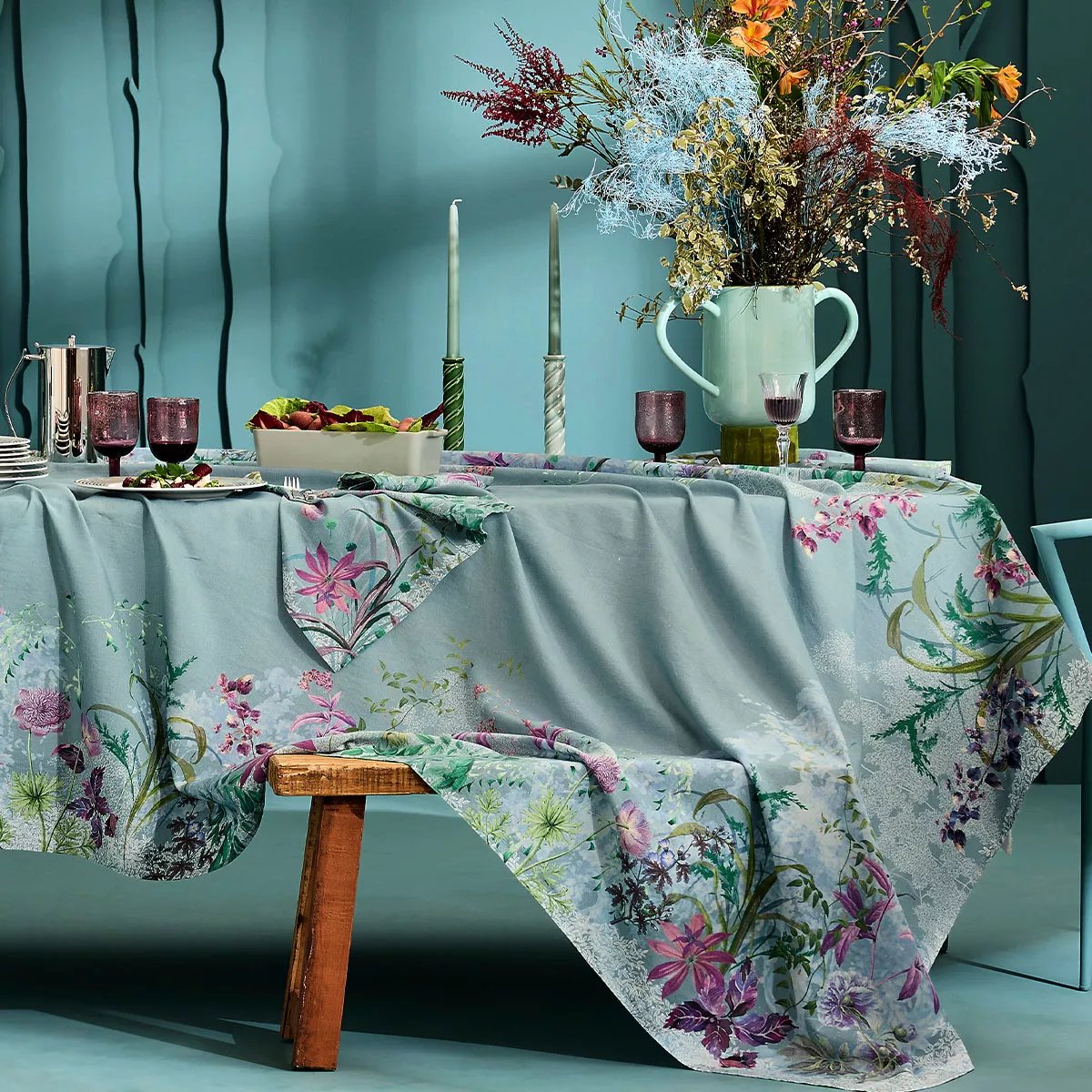 Serviette lin & coton lavé OMBRES BOISEES givre, GARNIER THIEBAUT