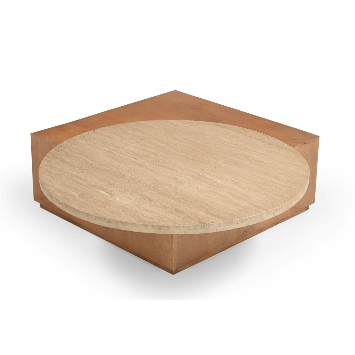 Table basse travertin et bois style design DUOMO beige, PIER IMPORT